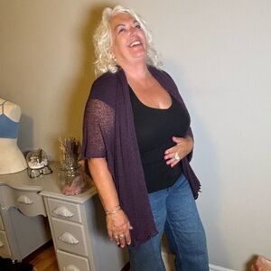 Purple Rayon Knit Shawl